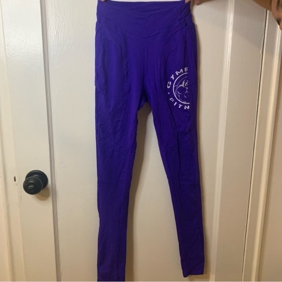 Gymshark leggings with white emblem in indigo blue size sm T27 - Picture 1 of 5